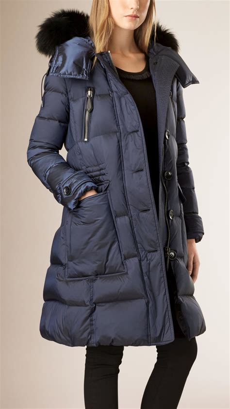 burberry down filled coat with fox fur hood|Women's Burberry Puffer Jackets & Down Coats .